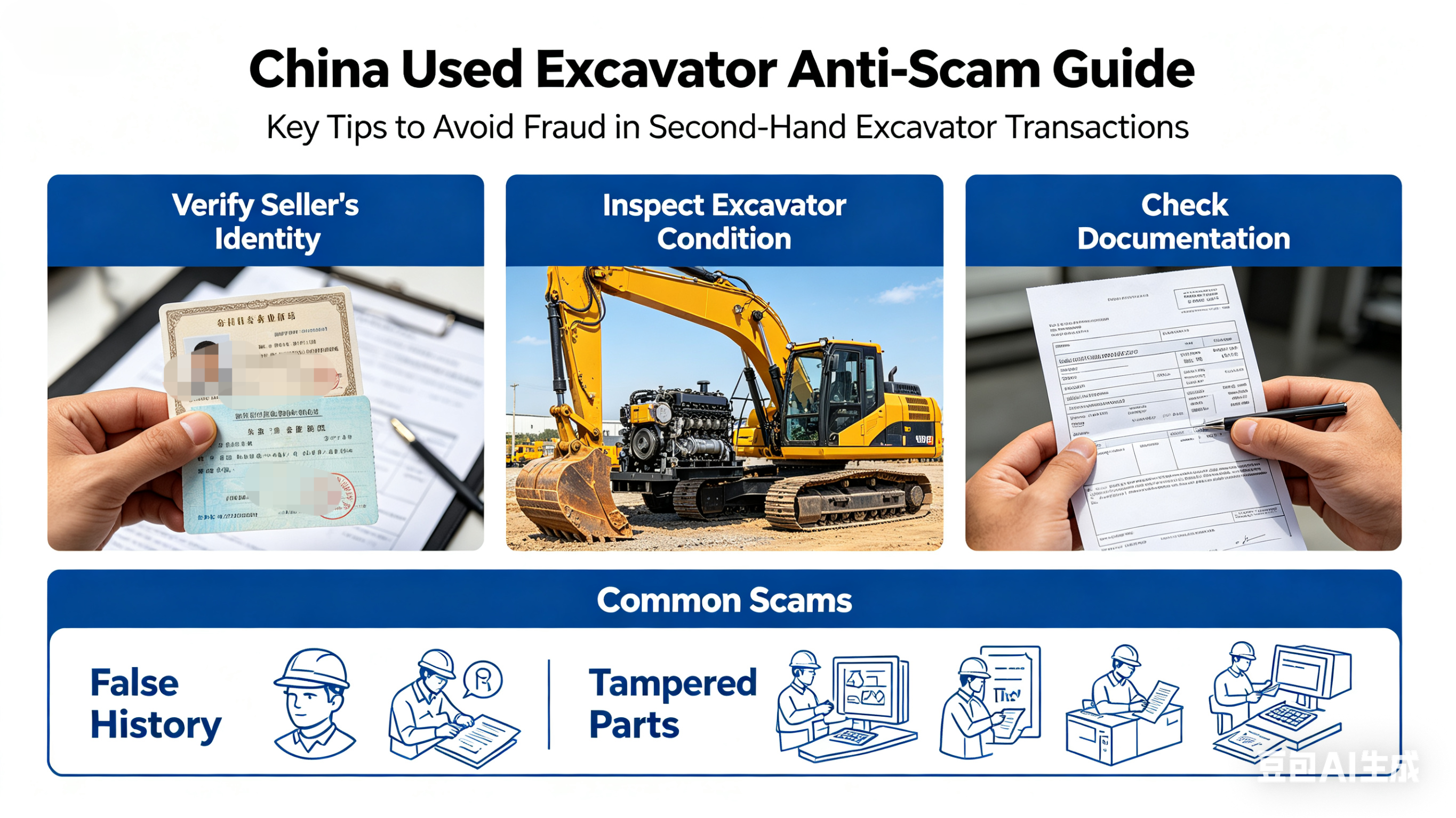 فضح عمليات الاحتيال في الحفارات المستعملة الصينية! كيف تشتري حفارات مستعملة أصلية وموثوقة في الصين؟