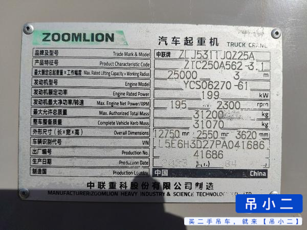 Compre Guindaste Zoomlion 250A Usado / 5