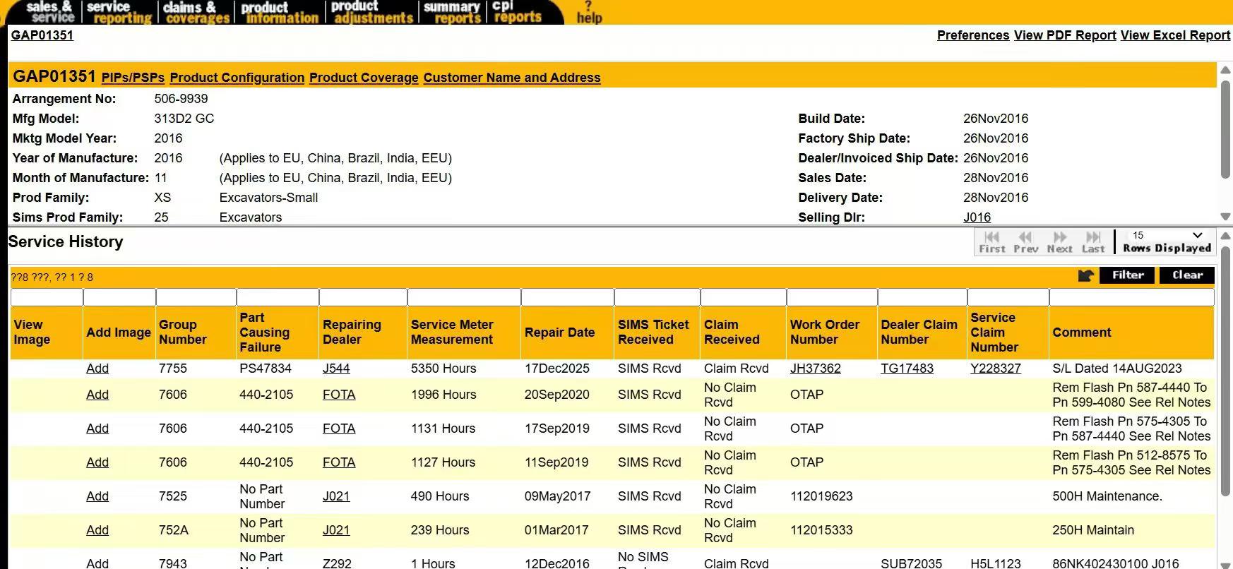 Used Caterpillar 313D Excavator 2016 Model / 6