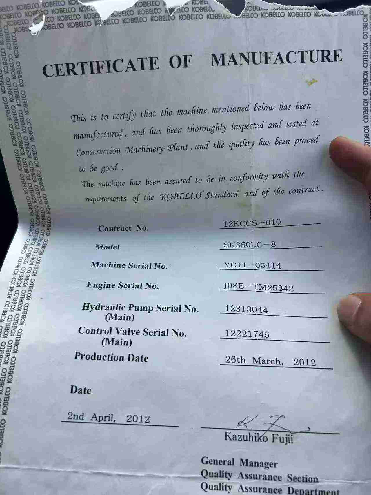 Buy Kobelco SK350-8 Used Excavator / 6