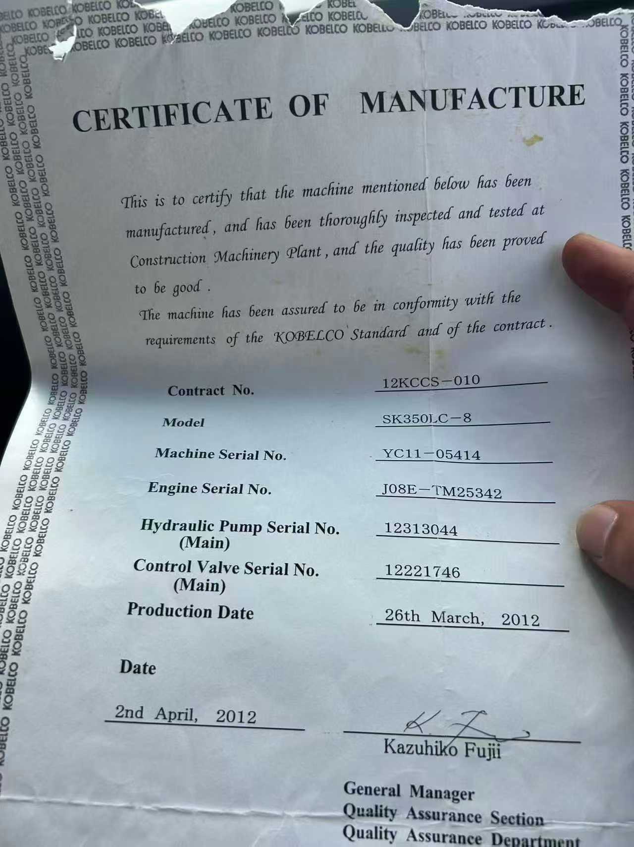 Buy Kobelco SK350-8 Used Excavator / 6